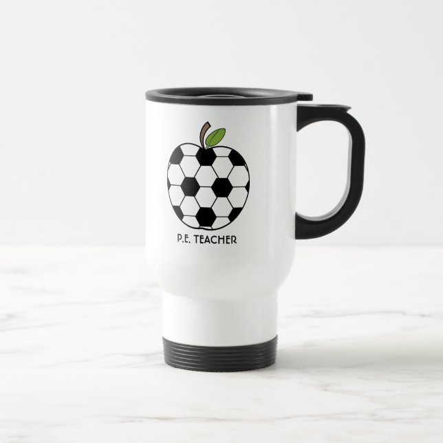 P.E. Lehrer-Tasse - Fußball-Ball Apple Reisebecher (Rechts)
