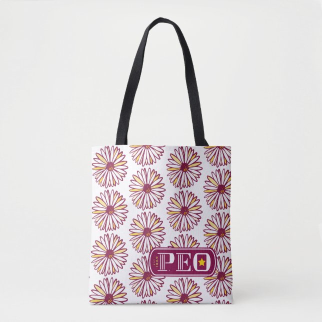 P.E.O. Gesamtdruck von Marguerite Daisy Tasche (Vorderseite)