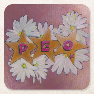 P.E.O. Sisterhood Rechteckiger Pappuntersetzer