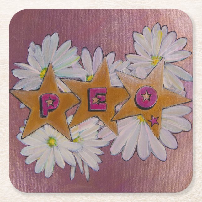 P.E.O. Sisterhood Rechteckiger Pappuntersetzer (Vorderseite)