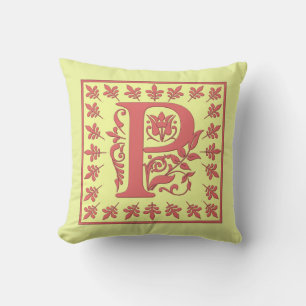 P ERSTE PILLOW - Buchstabe P über GELBE Hintergrün Kissen