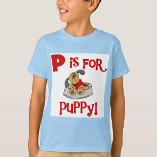 P est pour des T-shirts et des cadeaux de chiot