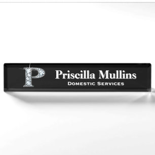 P Faux Diamond Desk Plaque d'identification