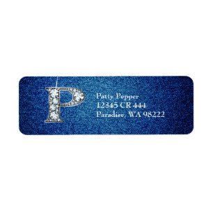 P Faux Diamond sur étiquette d'adresse de retour D