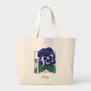 P für Pansy-Blumen-Monogramm Jumbo Stoffbeutel