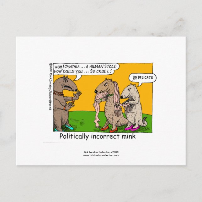 P.I. Mink (Human Stole) Cartoon auf der Postkarte (Vorderseite)
