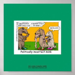 P.I. Mink (Human Stole) Cartoon gerahmter Druck Poster