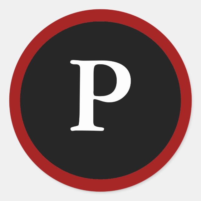 P: Initial P Letter P Red, White & Black Stickers (Vorderseite)