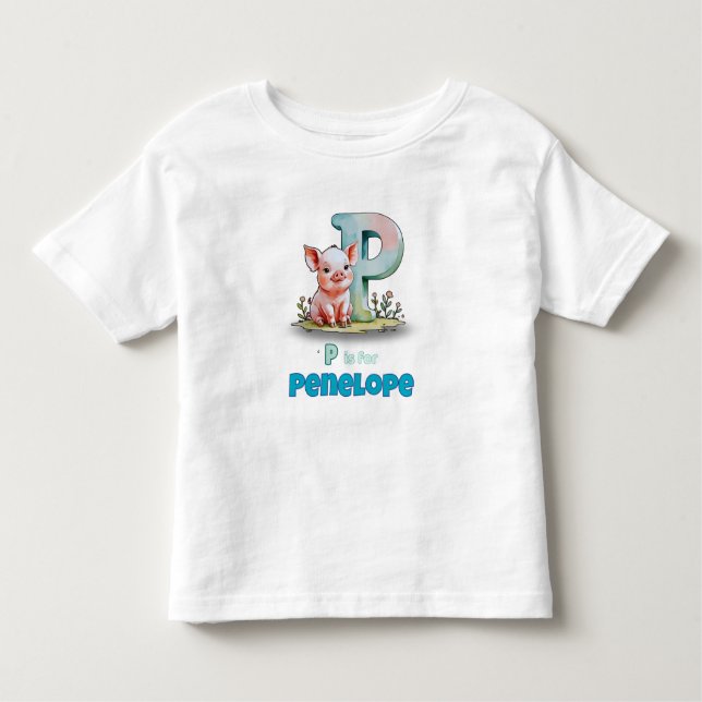 P is for Penelope - Personalized Toddler T-Shirt (Vorderseite)