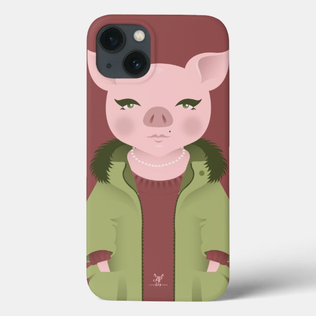 P is for Pig in a Parka with Pearls Case-Mate iPhone Hülle (Rückseite)