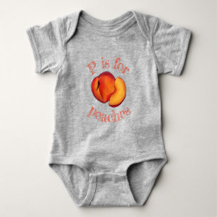 P ist für Peach Peaches Reif Sommerstein Obst Baby Strampler
