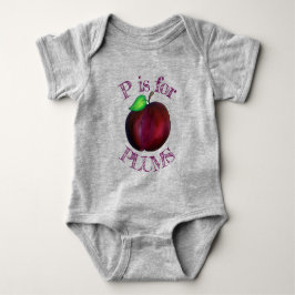 P ist für Pflaumen Reif Sommer Lila Plum Frucht Baby Strampler
