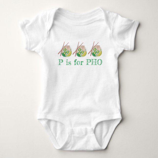 P ist für PHO Alphabet Letter Vietnamese Noodles Baby Strampler (Vorderseite)