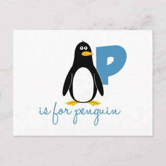 P ist für Pinguin Postkarte