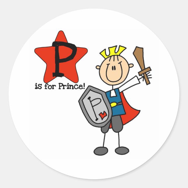 P ist für Prince Runder Aufkleber (Vorderseite)