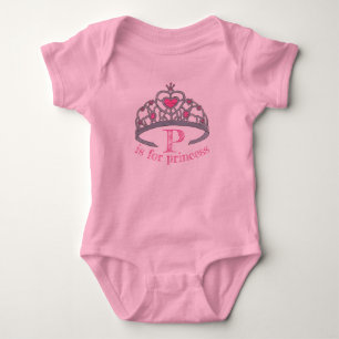 P ist für PRINCESS Hübsch Pink Tiara Crown Alphabe Baby Strampler