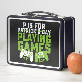 P ist für Spiele Gamer Gaming St Patrick's Metall Brotdose