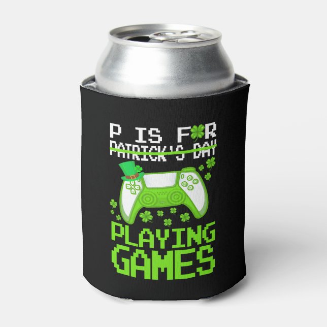 P ist für Spiele St Patricks Day Gamer Boys Dosenkühler (Kanne Vorderseite)