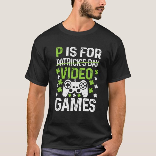 P ist für Videospiele Boys St Patricks Day T-Shirt (Vorderseite)