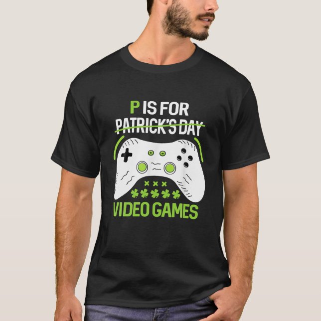 P ist für Videospiele St Patricks Day Boys T-Shirt (Vorderseite)