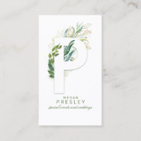 P Letter Monogram Gold Greenerity Blätter Elegant