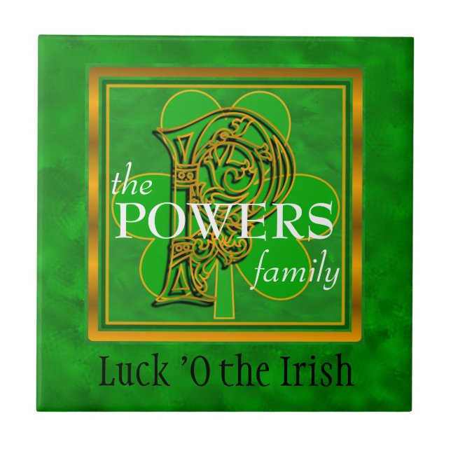 P "Luck of the Irish" Family Custom Monogram Tile Fliese (Vorderseite)