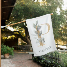 P Monogram Floral Personalisiert House Flag