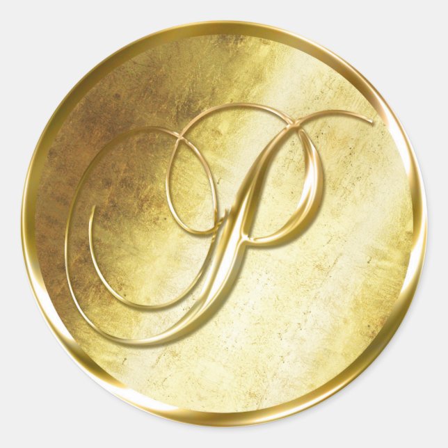 P Monogram Imitate Gold Umschlag Aufkleber Sticker (Vorderseite)