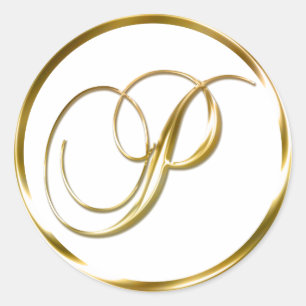 P Monogram Imitate Gold Umschlag oder Günstige Sie Runder Aufkleber