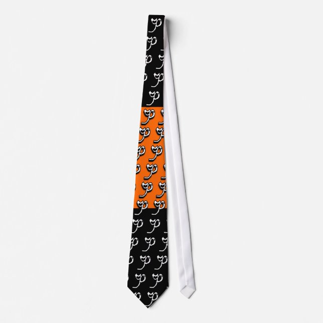 P Monogram Orange & Schwarze Krawatte (Vorderseite)