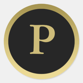 P: Monogram P Elegant Gold und Black Stickers