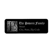 P Monogram "Silver Besque" Design Address Labels