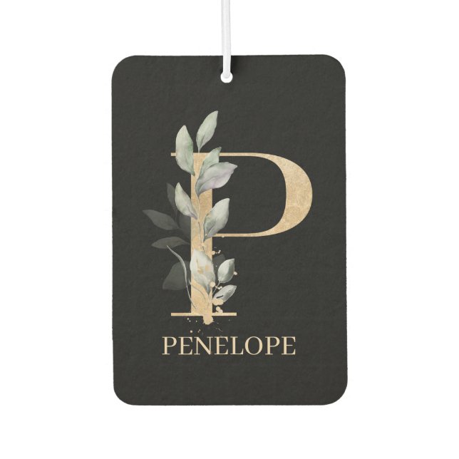 P Monogramm Floral Personalisiert Autolufterfrischer (Vorderseite)