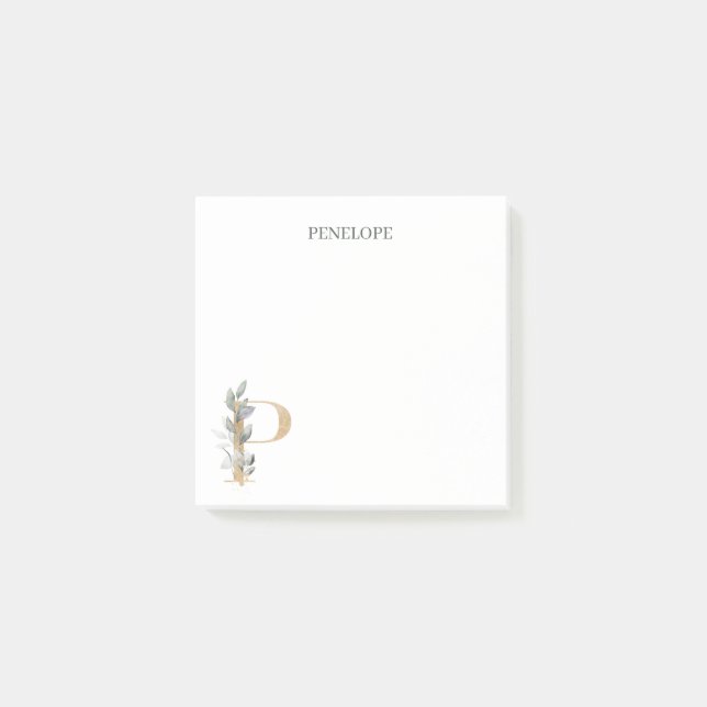 P Monogramme Floral Notes post-it personnalisées (Devant)