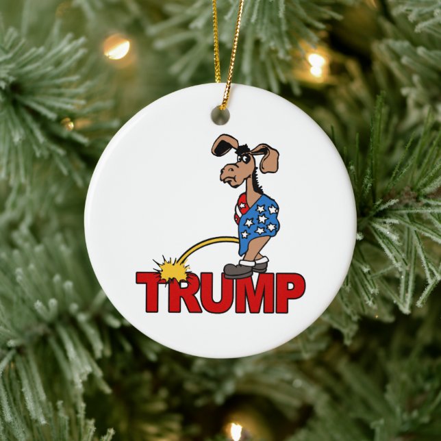 P ON TRUMP - Demokraten - Anti-Trump-Design - - Po Keramik Ornament (Baum)