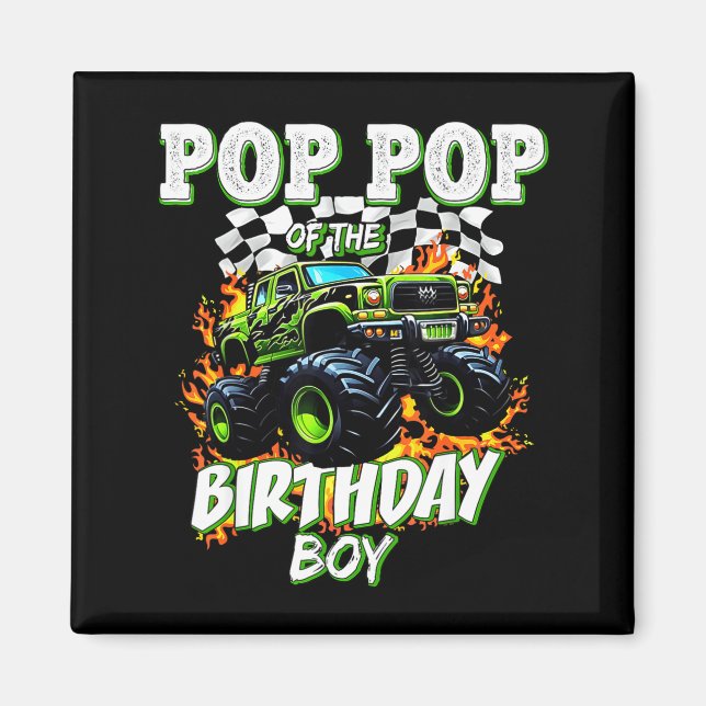 P P Of The Birthday Boy Monster Truck Birthday Kid Magnet (Vorne)