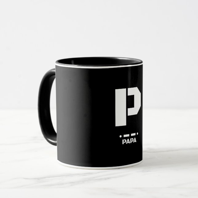 P(Papa) NATO Phonetischer Alphabet & Morse Code Tasse (Vorderseite Links)