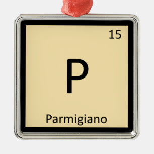 P - Parmesankäse-Käse-Chemie-Periodensystem Silbernes Ornament