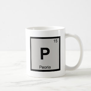 P - Peoria-Stadt-Chemie-Periodensystem-Symbol Kaffeetasse