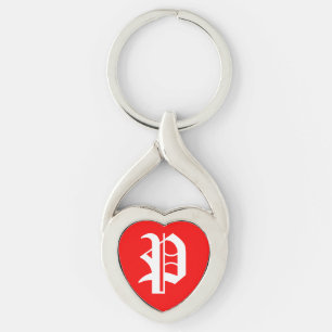 "P" Red Heart Schlüsselanhänger