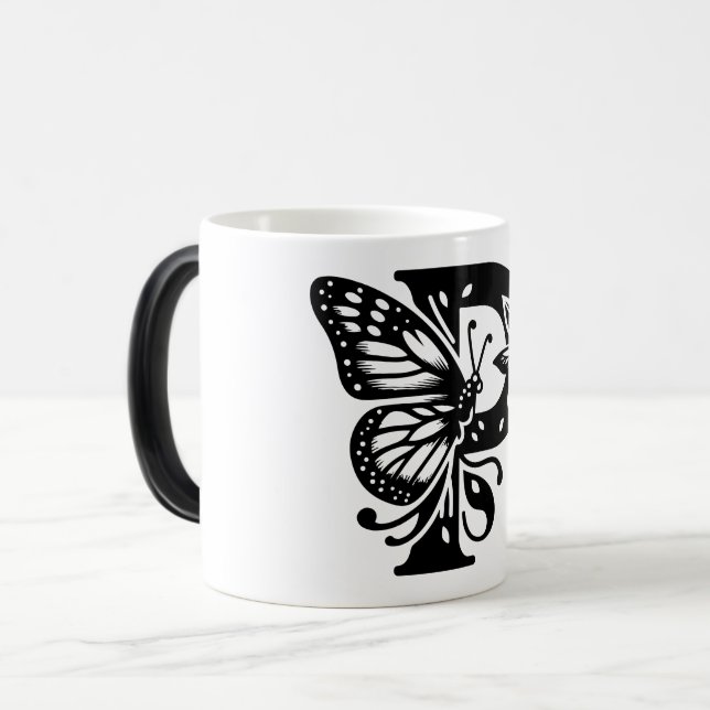 P Schwarzer Butterfly Verwandlungstasse (Vorderseite Links)