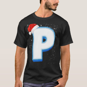 P Snowy Hauptstadt Christmas Monogram Alphabet Let T-Shirt
