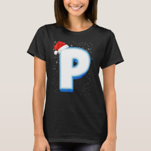 P Snowy Hauptstadt Christmas Monogram Alphabet Let T-Shirt