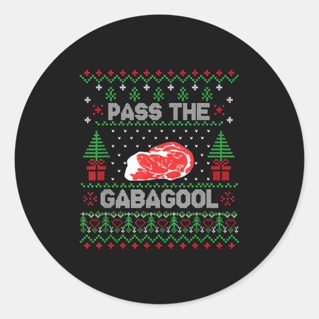 P The Gabagool Tacky Ugly Christmas Sweater For Me Runder Aufkleber (Vorderseite)