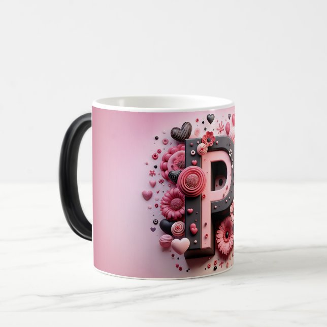 P Valentine Alphabet 3D Verwandlungstasse (Vorderseite Links)