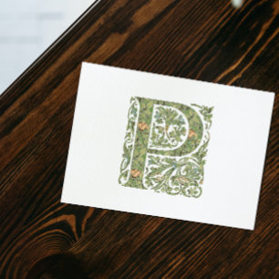 P Verzierte Floral Leafon Monogramm Postkarte