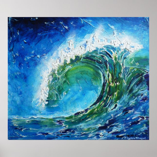© P Wherrell Fine Art Ölmalerei Wave Ozeane Poster (Vorne)