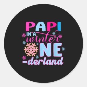 Pa in einem Winter-Wunderland Geburtstagsmädchen S Runder Aufkleber