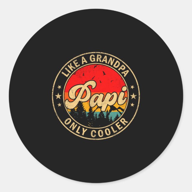 Pa Like A Grandpa Only Cooler Retro For Papa Grand Runder Aufkleber (Vorderseite)