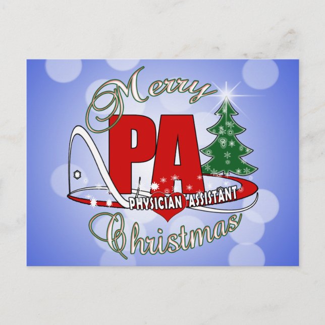 PA PHYSIZISISCHE HILFE MERRY CHRISTMAS FEIERTAGSPOSTKARTE (Vorderseite)